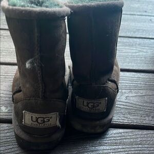 UGG Kids Dark Brown Suede Shearling Boots